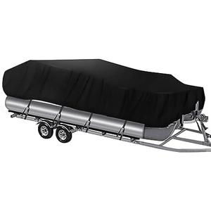 NEVERLAND Trailerable Boat Cover Waterproof Heavy Duty Marine Grade Polyester Canvas Fits Pontoon/Deck Boats (Boat Length 21-24ft, Beam Width up to 104", Black)