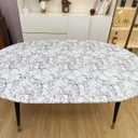 Pioggia Oval Vinyl Fitted Tablecloth with Flannel Backing Elastic Table Cloth Waterproof Oil-Proof Plastic Table Cover Best for Up to 48" x 68"