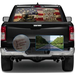 Rear Window Perforated Decal Soldier Camouflage American Flag Patriotic Decoration Vinyl Sticker Size 58" x 18" Fit Most Pickup Trucks SUV Cars