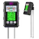 6-in-1 Soil Moisture Meter, Hygrometer for Plants with Soil Moisture, PH Meter, Temperature, Sunlight, Fertility, Environmental for Farming, Gardening (2*AAA Battery Needed) (Black)