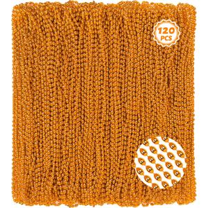 120Pcs Orange Mardi Gras Beads Necklaces, 33 Inch Orange Halloween Party Favors, Halloween Bead Necklaces Festival Accessories for Trick or Treat Parade Mardi Gras Favors Holiday Party Supplies