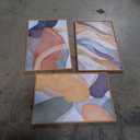 LHIUEM Large Abstract Neutral Framed Canvas Wall Art Set,Colorful Watercolor Block Wall Decor,Boho Geometric Illustrations Artwork for Living Room,Bedroom,Dining Room,Office -16"x24"x3