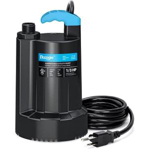 1/3 HP Submersible Water Pump, 2250GPH Thermoplastic Sump Pump Basement Portable Electric Utility Water Pump Removal for Pool Draining Basement Hot Tubs Garden Pool Cover Pond