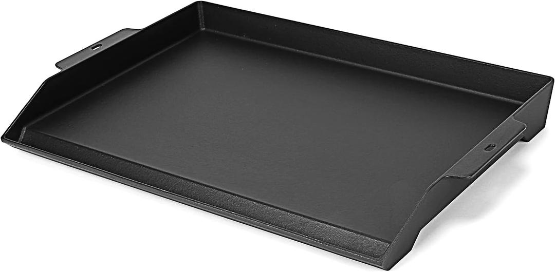 Utheer 25" x 16" Cast Iron Griddle for Gas Grill and Stove Top, Universal Flat Top Griddle with Pre-Seasoned Nonstick Coating, X-Shaped Reinforced Ridges, Perfect for Healthy Cooking, Parties, Camping