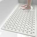 XIYUNTE Shower Mat Non Slip Bath Mat for Tub - 35" x 16" Soft TPE Bathtub Mat Non Slip Shower Mats for Inside Shower, Anti Slip Shower Mat with Suction Cups, Quick-Drying Bath Tub Mat, White