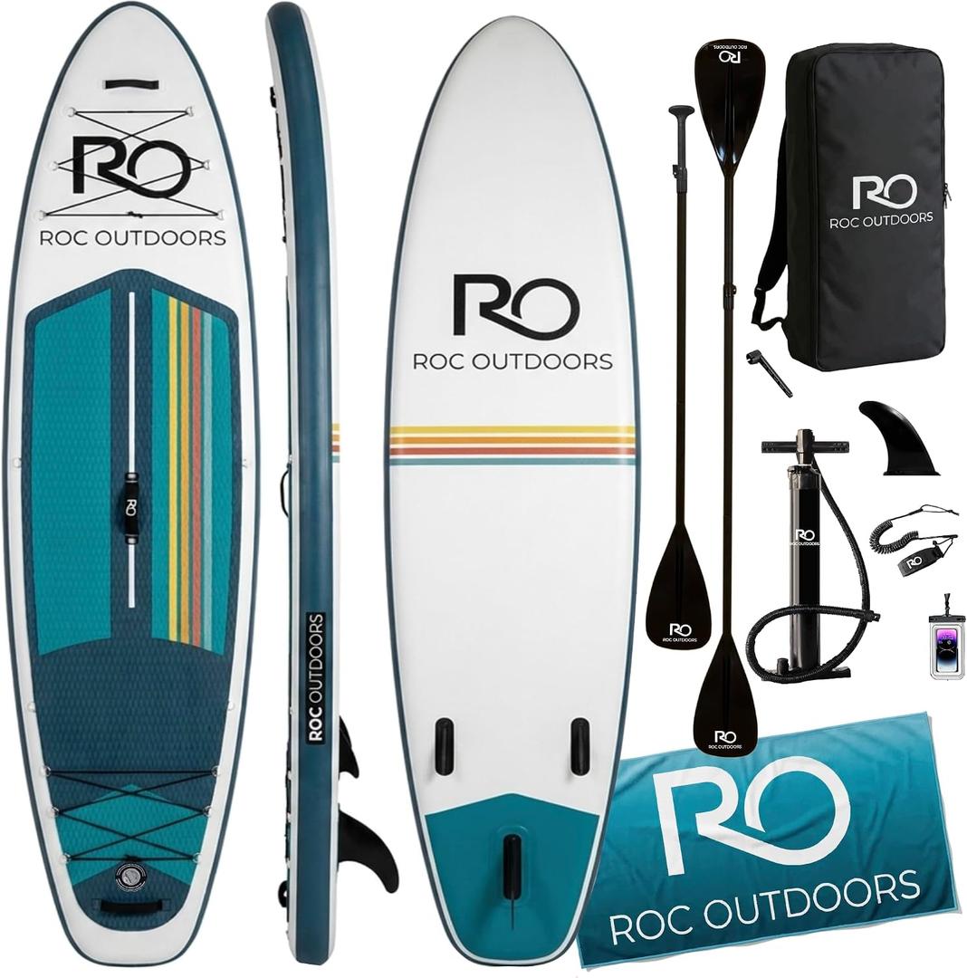 Roc Inflatable Stand Up Paddle Board 10' 6" with Premium SUP Paddle Board Accessories, Wide Stable Design, Non-Slip Comfort Deck for Youth & Adults