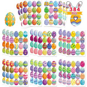 384 PCS Easter Egg Stickers for Kids - Easter Treats for Kids Envelop Seals Easter Basket Stuffers
