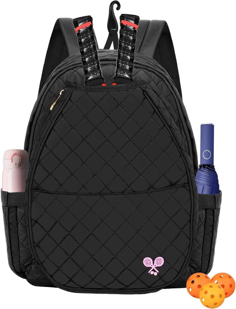 Tennis Bag for Women,Tennis Racket Bags for Women Men for Gym Bag,Waterproof Sling Tote Bag for Pickleball,Badminton Backpack,Cute Gym Bag for Women Duffle Bag,Training,Travel (Black)