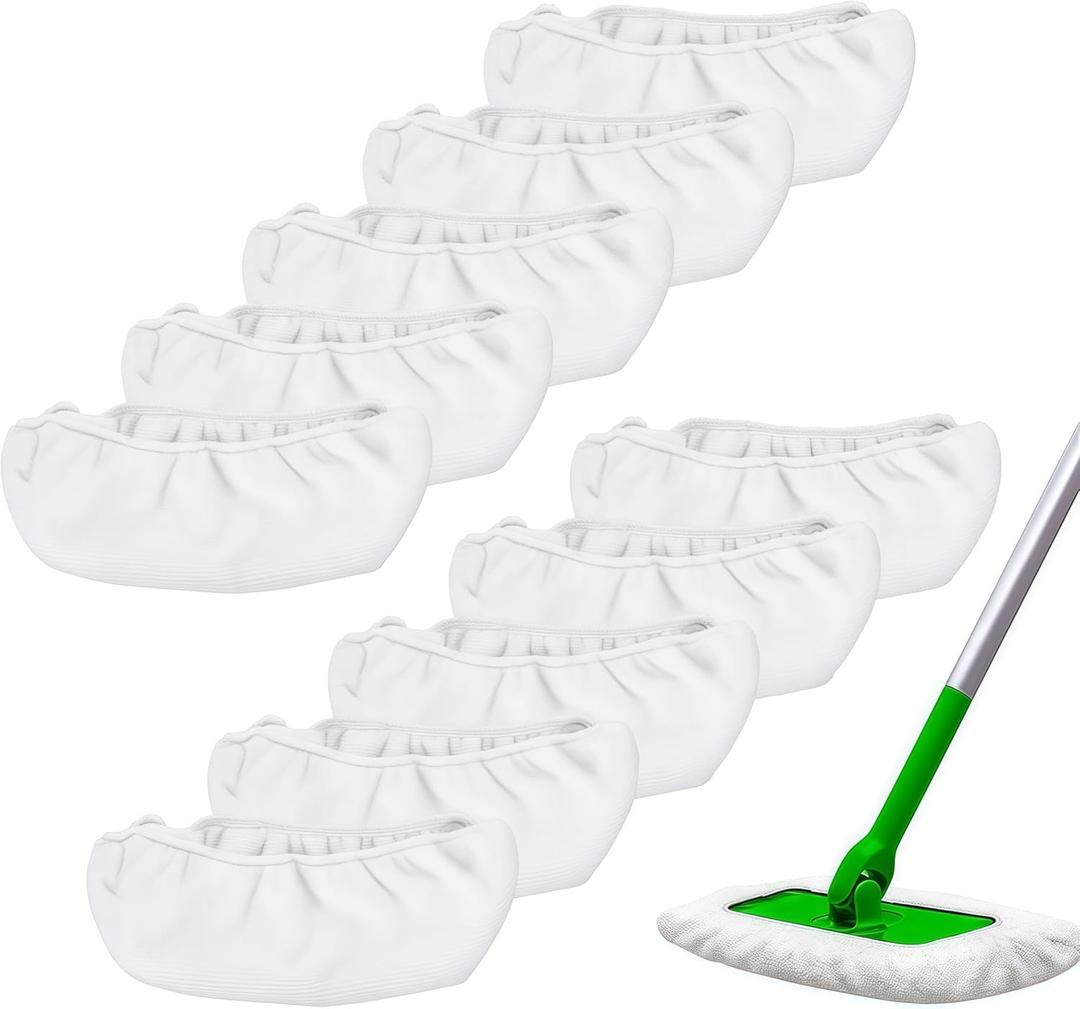 Mop Pad Refills for Swiffer Sweeper Mop - 10Pack Microfibre Mop Head Replacement Mop Pads for Swiffer Sweeper Mop Wet Dry Cleaning, Reusable and Washable