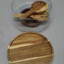 Large Glass Salad Bowls Set with Acacia Wood Base and Lid and Salad Serving Utensils, Elegant and Practical Salad Bowls for Kitchen Essentials Party