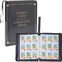 9 Pocket 3 Ring Leather TCG Binder for Baseball, Trading Game, and Sports Card, 30 Pages, Holds 540 Cards (14 x 11 In)