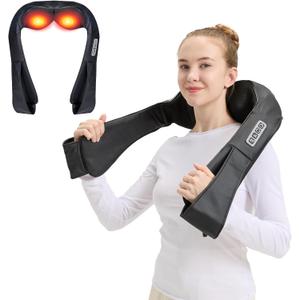LAOBEN Neck and Shoulder Massager for Shoulder Massage and Neck Massage, Shiatsu Neck Massager with Heat, Shiatsu Back Massager for Office & Home Use, Birthday Gifts for Him Her (Parents/Friends) (Deep Black)