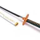 Demon Slayer Sword 41inch,with Display Stand and Belt, Rengoku Sword/Tanjiro Sword/Zenitsu Sword/Anime Original Texture,for Demon Slayer Cosplay and Collection, Medium