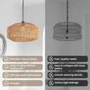 Farmhouse Chandelier Light Fixture, Rattan Boho Chandeliers, Hand Woven Pendant Light with Height Adjustable, Rustic Hanging Lighting for Living/Dining Room, Kitchen Island, Bedroom (Large), 1 Pack