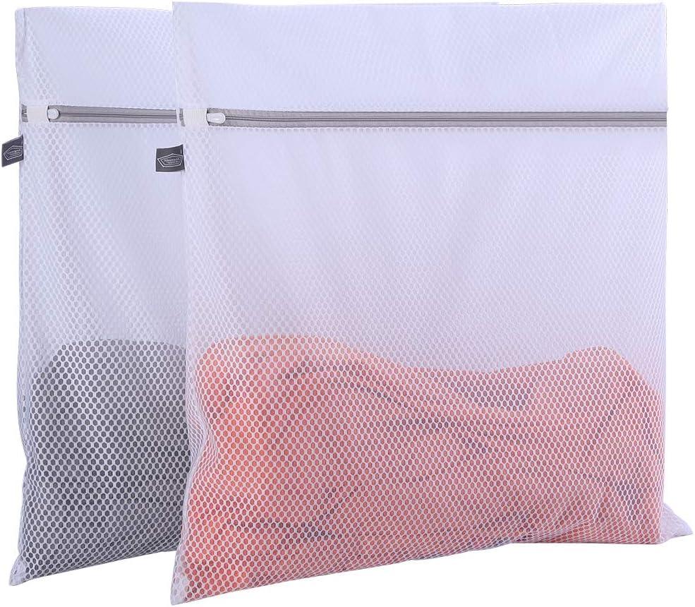 Kimmama Laundry Mesh Wash Bags, Lingerie Bags for Washing Delicates, Mesh Laundry Bags for Washing Machine, White Net, Grey Zipper, 2XXL