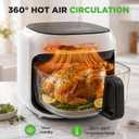 NutriChef Family Size 7.5 Quart Air Fryer | 6 Preset Cooking Modes | Glass Fry Bowl for Best Cooking | 360 Air Circulation | Cook Veggies, Steak, Fries, Seafood, Chicken & More | White