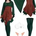 4 Pcs Fairy Costume for Woman Renaissance Dress Costume, Women Elf Medieval Irish Dress Ear Head Chain for Halloween (Large)