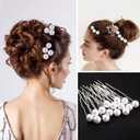 60 Pieces Bridal Wedding Hair Pins Silver Pearl Rhinestone Crystal Flower U Shape Clips Diamond Jewelry Updo Hair Barrettes Prom Styling Decorations Accessories for Brides Bridesmaids Women
