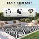 Favoyard Outdoor Rug 5x8 ft Waterproof Reversible Patio Plastic Straw Rugs for Decor Clearance Outside Large RV Camping Area Carpet Mat for Porch Deck Balcony Pool Backyard Picnic Beach Camper Door, Black & White