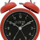 La Crosse Clock 617-3314 Red Twin Bell Quartz Alarm Clock
