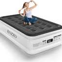 KNZZO Twin Air Mattress with Built-in Pump, 18" Top Inflatable Mattress with Waterproof Flocking Fabric, Three-Minute Quick-Inflatable Bed. Portable Blow Up Mattress for Home, Outdoor and Guests (White)