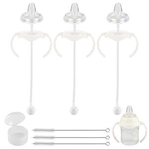 Sippy Cup Soft Spout Conversion Kit for Evenflo Balance Plus Wide Neck Baby Bottles, Toddler Transition Kit with Silicone Sippy Spout Nipple, Weighted Straw, Bottle Handle, Cleaning Brush, 3 Pack, 6m+