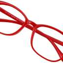 VisionGlobal Blue Light Blocking Glasses for Women, Anti Eyestrain, Computer Reading, TV Glasses, Stylish Square Frame, Anti Glare (Red, No Magnification)