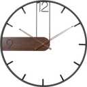 Cuspin 30 Inch Large Wall Clock, Modern Wood Metal Frame Silent Non Ticking Battery Operated Wall Clocks Decoration for Living Room, Bedroom, Kitchen, Minimalist Walnut Dial Arabic Numerals