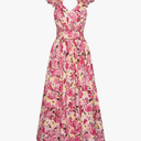 GRACE KARIN 2025 Women's Summer Floral Print Dress Sleeveless Casual Flowy Sundress A Line Ruffle Wedding Guest Outfit, Size L