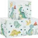 Clastyle 3 pcs Dinosaur Cube Storage Unit Boxes Volcano Kallax Box for Shelves Parents Storage Baskets for Book Clothes Toy Organizer, Volcanoes, 11.8x11.8x11.8 in