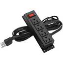 Wall Mount Power Outlet Strip, 4 Outlet Mountable Power Strip with Switch, Under Desk Power Strip Connect with 6ft Cord Mount Under Desk, Workbench, Nightstand, Dresser, Table.(Black)