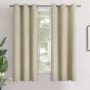 YoungsTex Beige Room Darkening Curtains 63 Inches Length for Bedroom - Thermal Insulated with Grommet Blackout Window Drapes Privacy for Bathroom Living Room, 2 Panels, 34 x 63 Inch