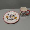 Bico Gingerbread Man Cookies and Milk For Santa Ceramic Plates and Mugs Set, Microwave and Dishwasher Safe, for Christmas Eve