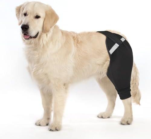 Petdream Dog Rear Leg Sleeve to Stop Licking, Upgraded Leg Shape to Stop Slipping, for TPLO Surgery, Skin Conditions, Wounds, Breathable Soft Fabric (Black, Right Leg, M)