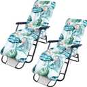 Sintuff 2 Pcs Lounge Chair Cushions for Outdoor 67 x 21 Inch Rocking Chaise Lounge Cushion Patio Chair Cushion Set with 8 Ties and Covers Floral Thick High Back for Balcony Camping Furniture Poolside