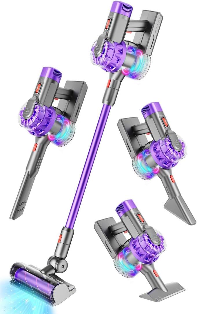 BLAXTEM 4-in-1 Toy Kids Vacuum that Works with Suction, Electric Toy Toddler Vacuum Cleaner for Children Boys & Girls,Toddlers Toys Cleaning Set for Pretend Play (Purple)