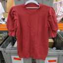 Women's Puff Short Sleeve Sweater Tops 2025 Summer Fall Trendy Knit Crew Neck Casual T Shirts Blouses Size S