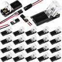 60pcs Quick Clip Fasteners Wire Connector, Plug-in Cable Quick Connectors with Locking Buckle, Double-Wire Snap on Blocks for Low-Voltage 18-22AWG Cable LED Strips DIY Craft- Black