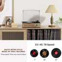 Bluetooth Vinyl Record Player,3-Speed Turntable with Stereo Speakers Vintage Phonograph Record Player, with RCA Line Out AUX in Headphone Jack Grey Wood