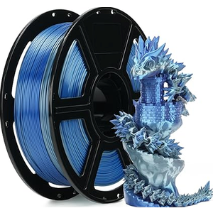 FLASHFORGE Silk PLA Gradient Silver  to Blue Filament, Silk Multicolored Color Change 3D Printing Filament, Silver Blue Shiny Fast Color-Changing Each 8M Gradually, Silky Texture & Ultra-High Glossiness