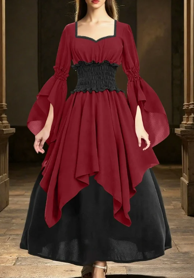 Renaissance Dress Medieval Costume Victorian Dresses Women Peasant Gothic Fairy Witch Wedding Dress S