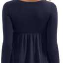 OMKAGI Cute Peplum Babydoll Tops for Women Going Out Double Layer Long Sleeve Shirts (Blue, M)