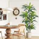 6Ft Dracaena Plant Artificial Tree Fake Tropical Floor Plants Potted (Real Touch) Artificial Silk Tree Leaf Faux Trees Black Tall Planter for Home Office Living Room Indoor Outdoor Decor（1Pack）