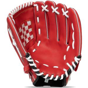KRTOYUST | Baseball Glove | Performance Composite Leather Baseball Mitts for Adult Youth | Baseball Softball Outfield Infield Mitts (11.5 Inch, Red)