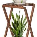 Tall Plant Stand Indoor, Wooden 2 Tier Plant Shelf for Multiple Plants, Corner Square Plant Display Rack, Flower Potted Stand for Living Room Balcony Bedroom Office