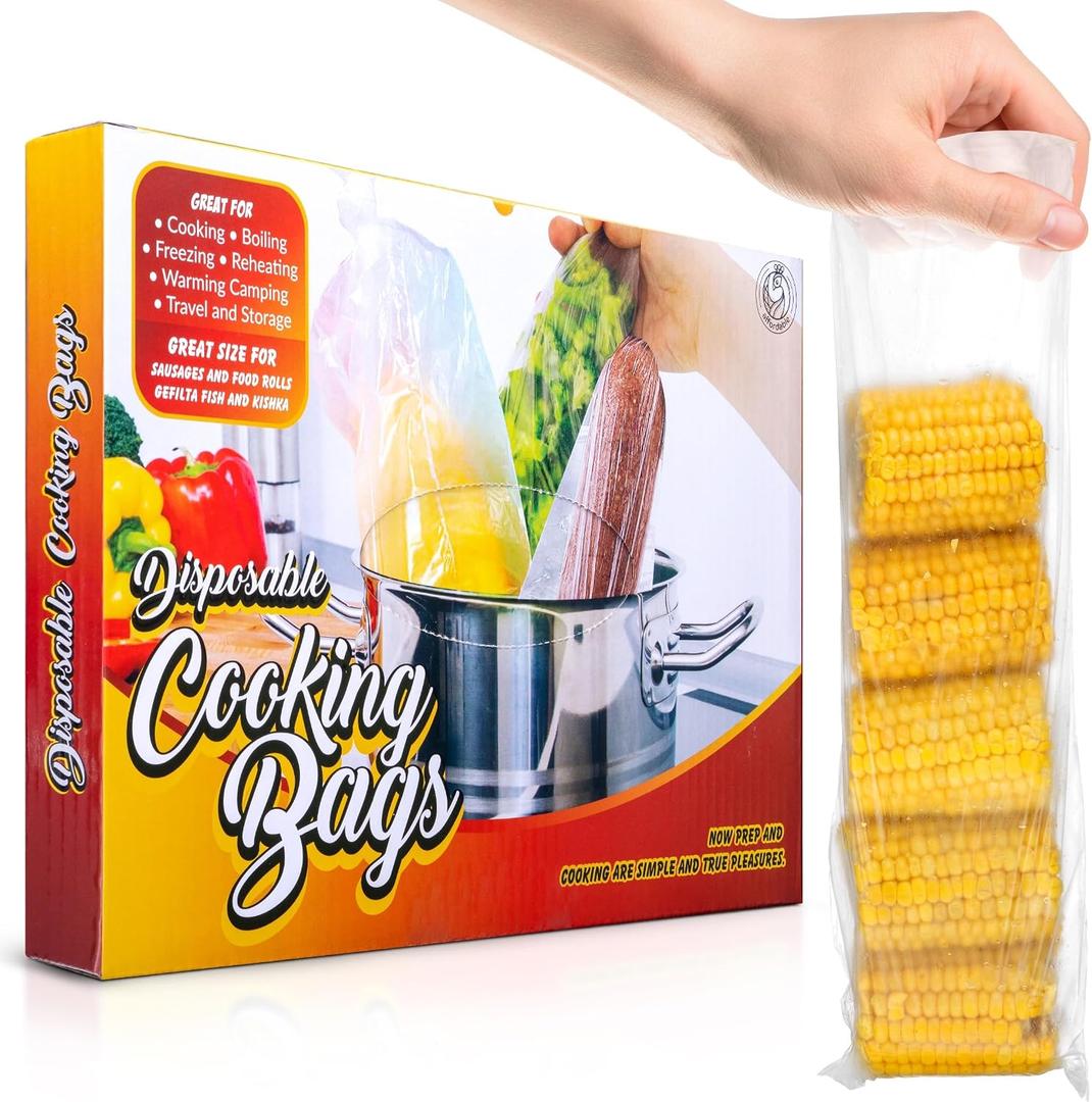 Disposable Heat Resistant Cooking Bags Multi-Use BPA-Free Plastic Food Bags Good For Poultry & Vegetables. For Cooking, Reheating, Microwave, Roasting, & Defrosting, 50 Pack