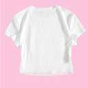 RoseSeek Girl's Letter Bow Graphic Tees Short Sleeve Crewneck Cute Shirts for Teen Girls Trendy (White)