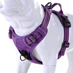 JUXZH Truelove No Pull Dog Harness with Easy Control Handle and 2 Leash Attachments,Reflective Adjustable Pet Vest (Large (Pack of 1), purple)