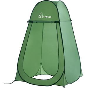 Wolfwise Pop Up Shower Tent for Camping Essentials, Portable Instant Changing Tent with Ventilation Window & Carry Bag, Privacy Dressing Room Bathroom Toilet for Beach & Outdoor, Spacious, Green