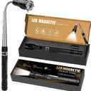 Magnetic Flashlight Gifts for Men: Extendable Magnet Pickup Tool Gifts for Dad Telescoping Cool Gadget Christmas for Him, Husband, Handyman (Black)